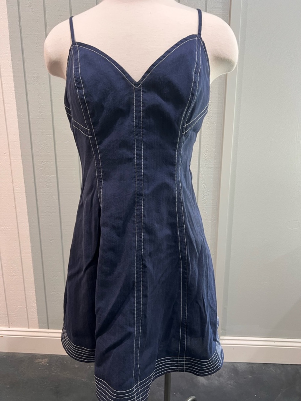 Lulu's Navy Spaghetti-Strap Sweetheart Mini Dress